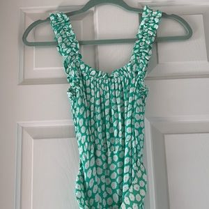 Green and white flower dress